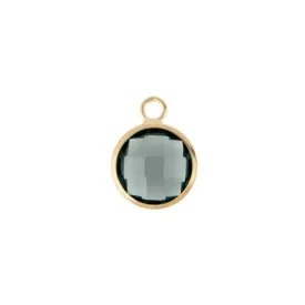 10mm Round Black Faceted Glass Charm with Gold Plating