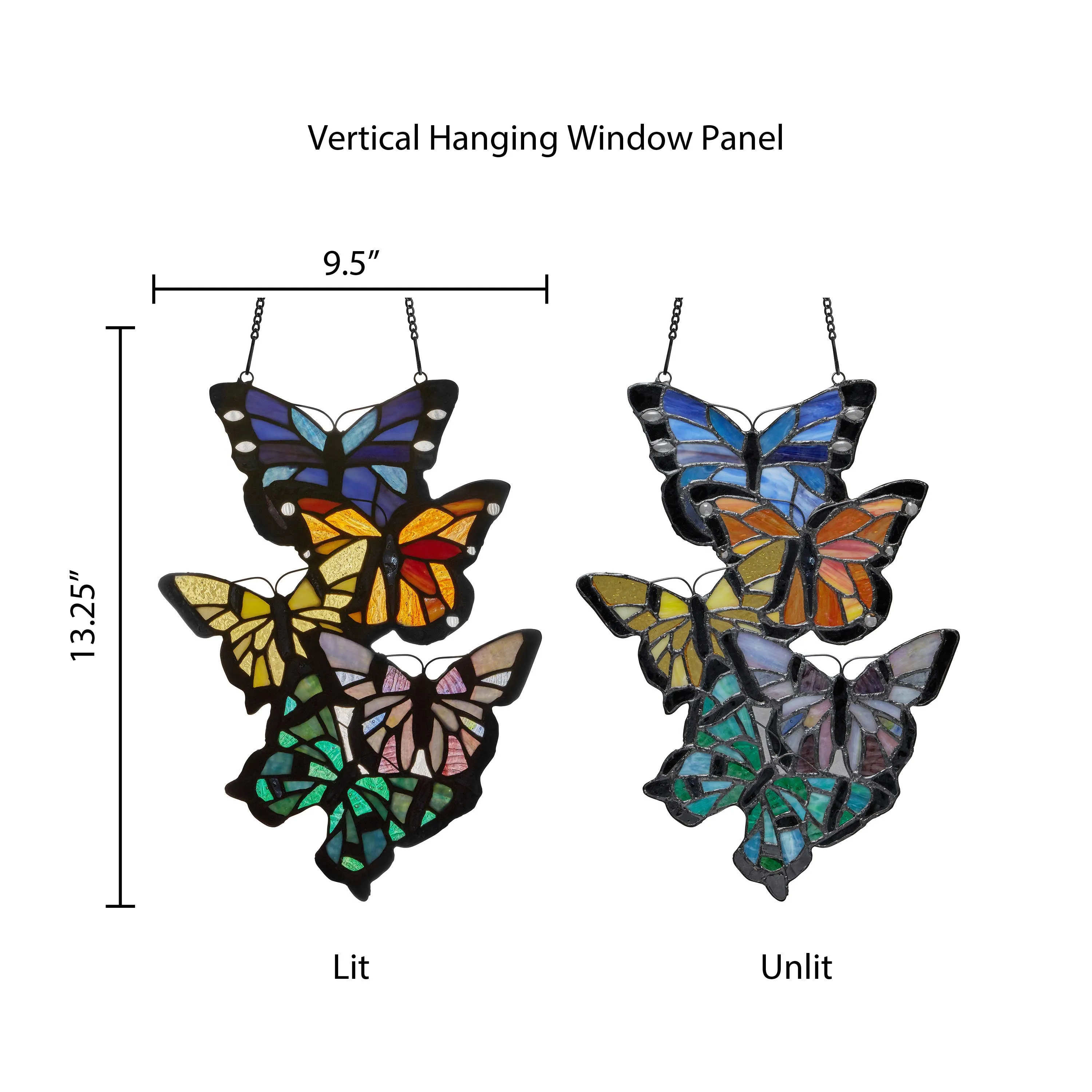 13.25"H Butterfly Cluster Stained Glass Window Panel