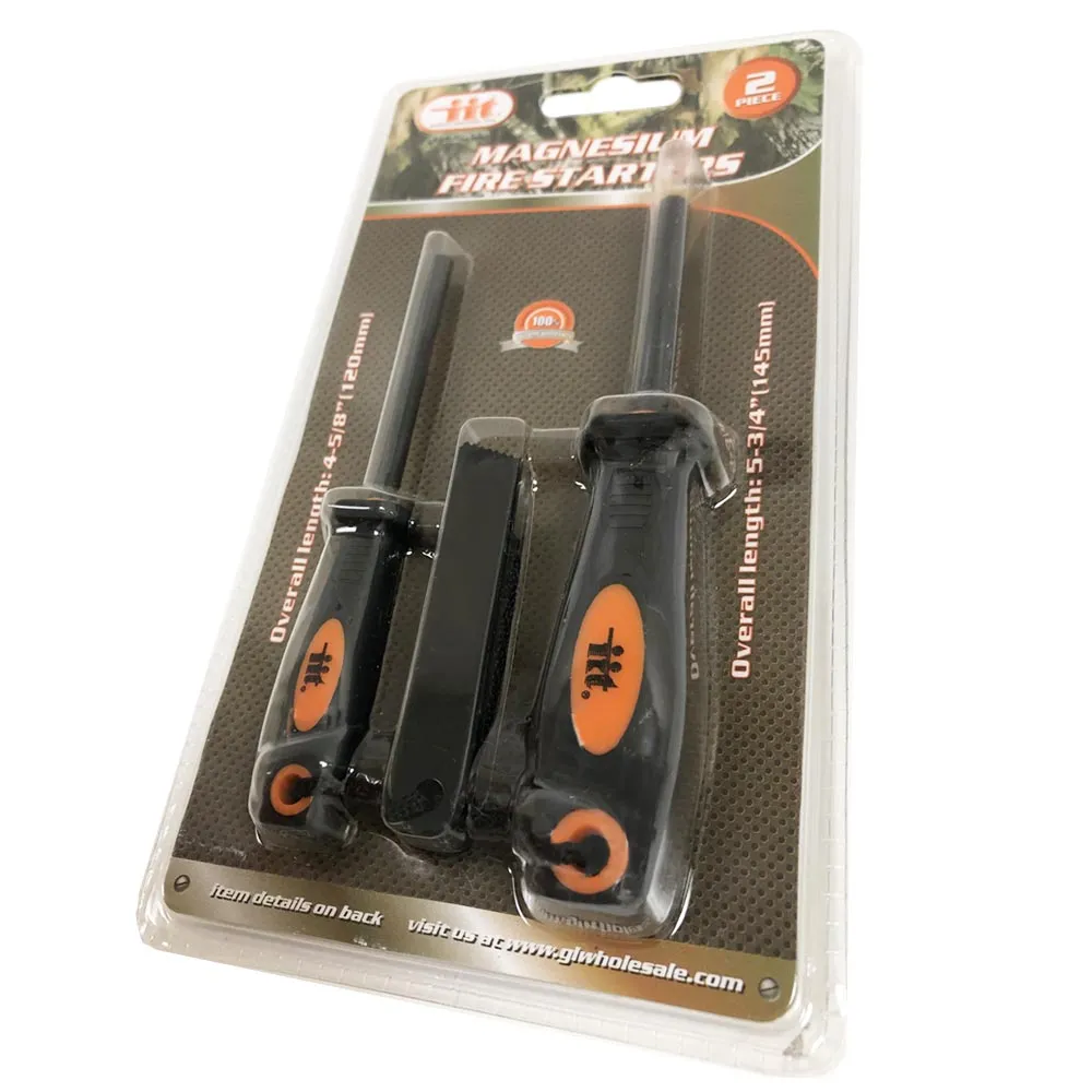 2 Emergency Outdoor Fire Starter Magnesium Flint Stone Camping Lighter Survival
