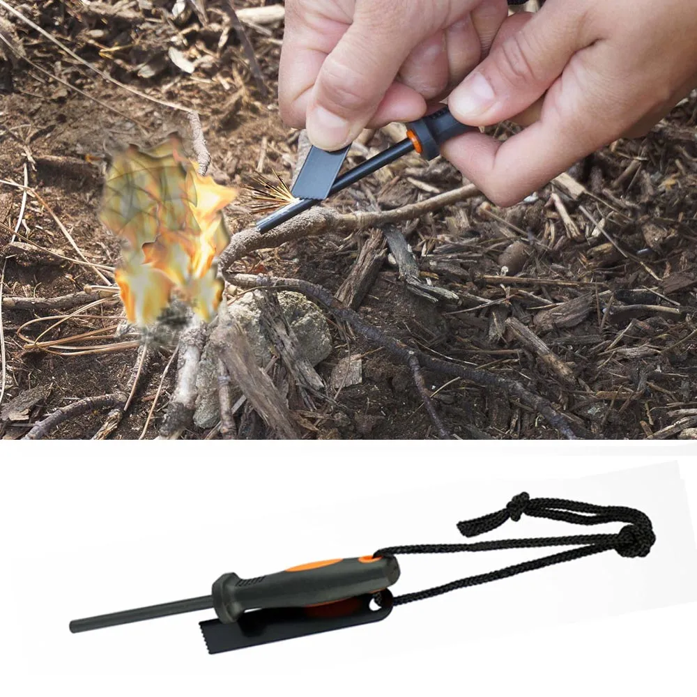 2 Emergency Outdoor Fire Starter Magnesium Flint Stone Camping Lighter Survival