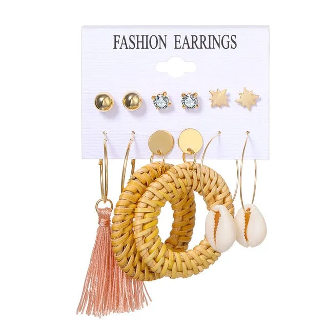 2020 Bohemian Earrings Set for Women Fashion Geometric Handmade Earrings Jewelry Gift Set
