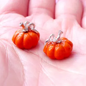 3D Pumpkin Enamel Charms | Halloween Jewellery Making | Dollhouse Miniature Food Charm | Party Supplies (2pcs / 12mm x 10mm)