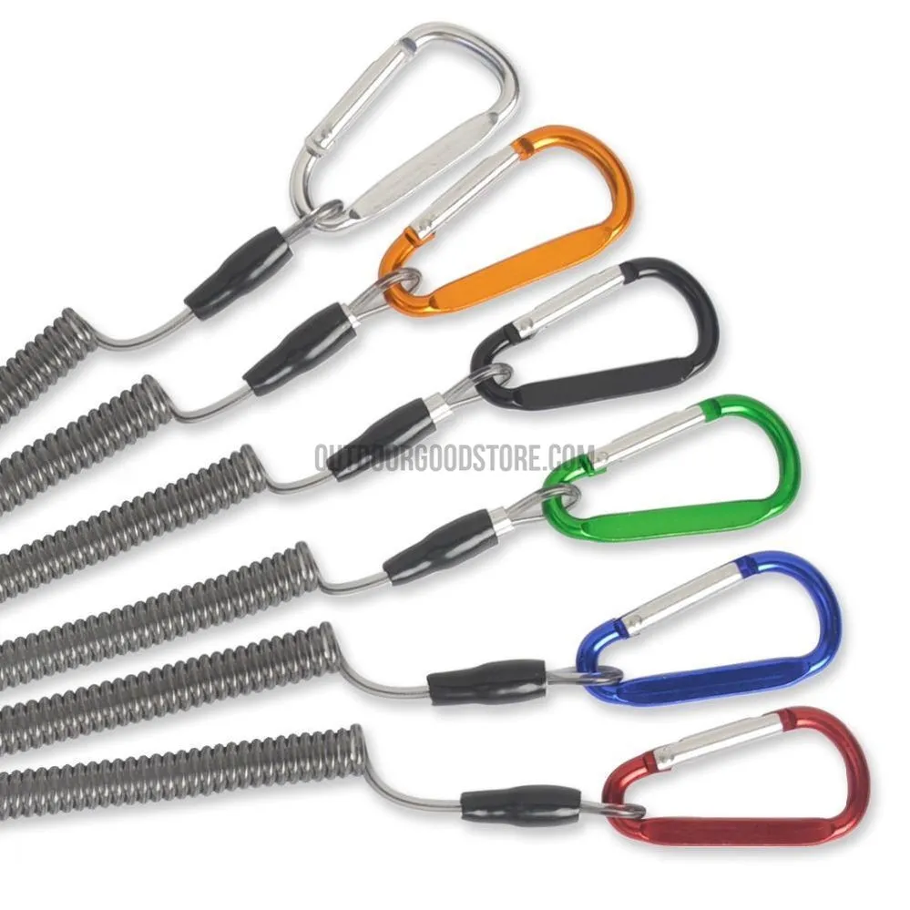 6x Fishing Lanyard Heavy Duty Retractable Coiled Tether with Carabiner for Pliers Boating Tools