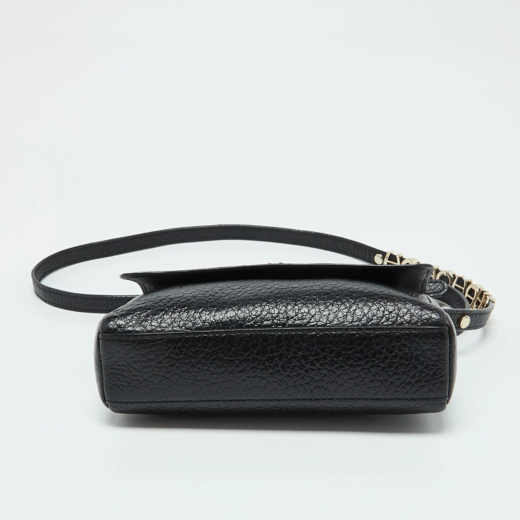 AIGNER Black Leather Flap Crossbody Bag