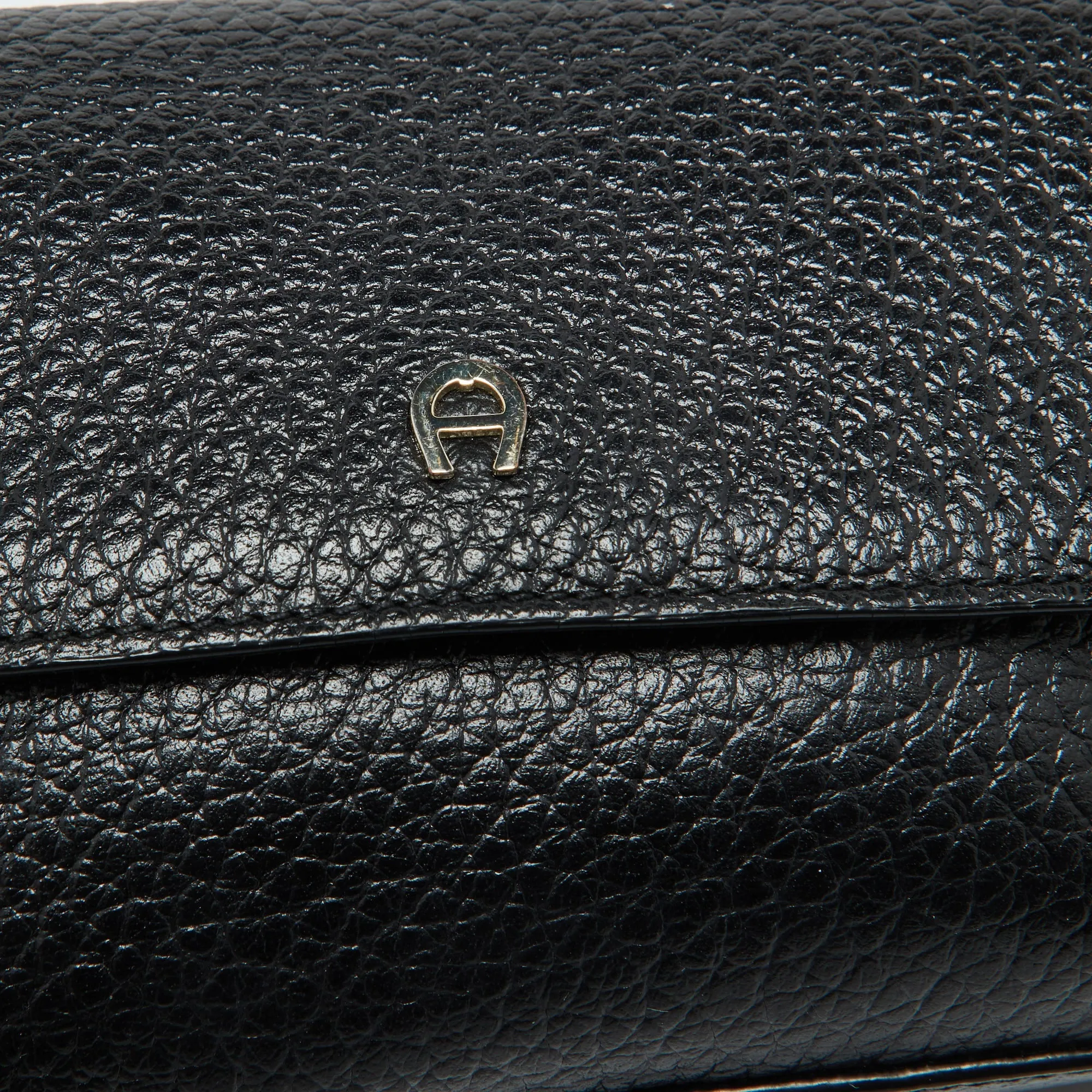 AIGNER Black Leather Flap Crossbody Bag