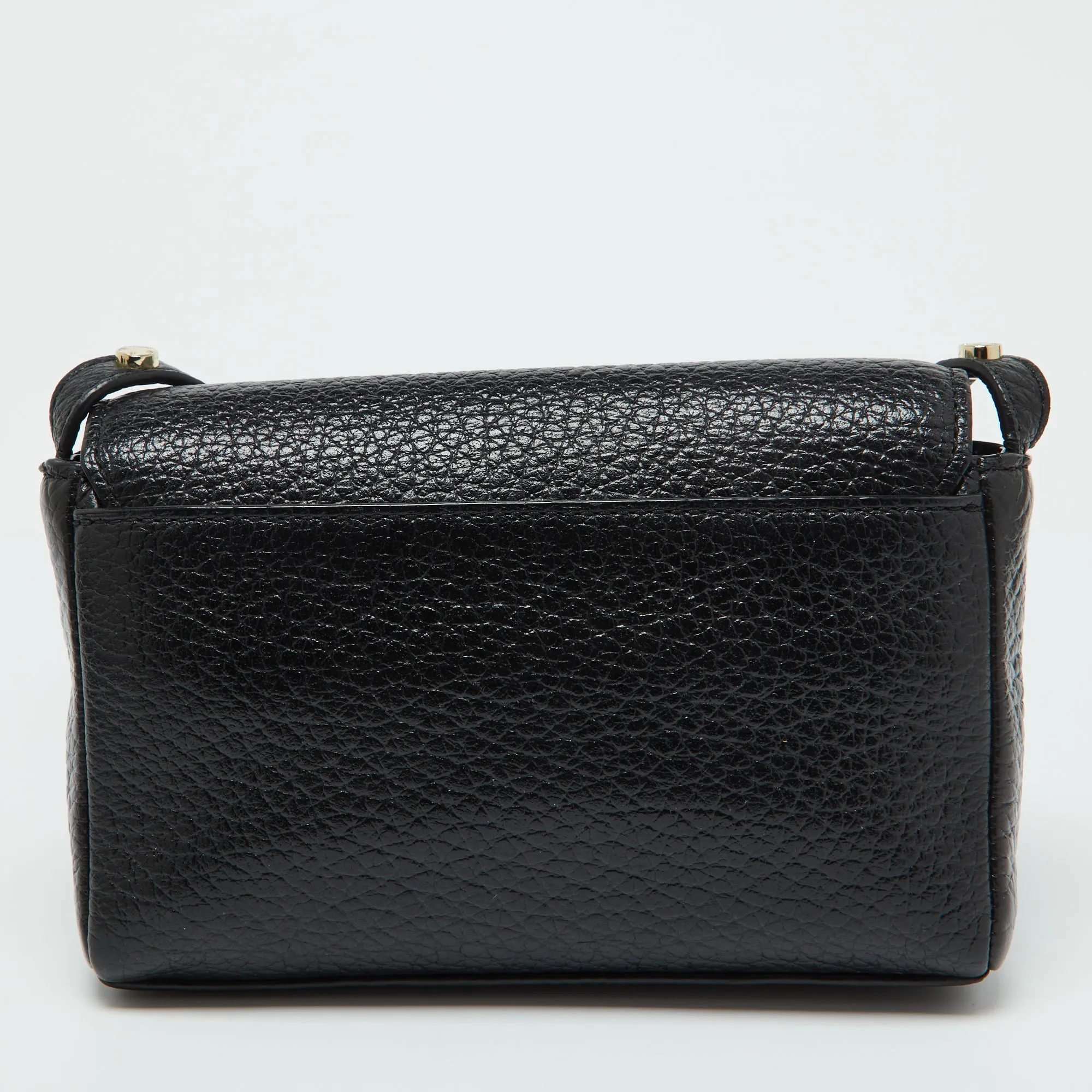 AIGNER Black Leather Flap Crossbody Bag