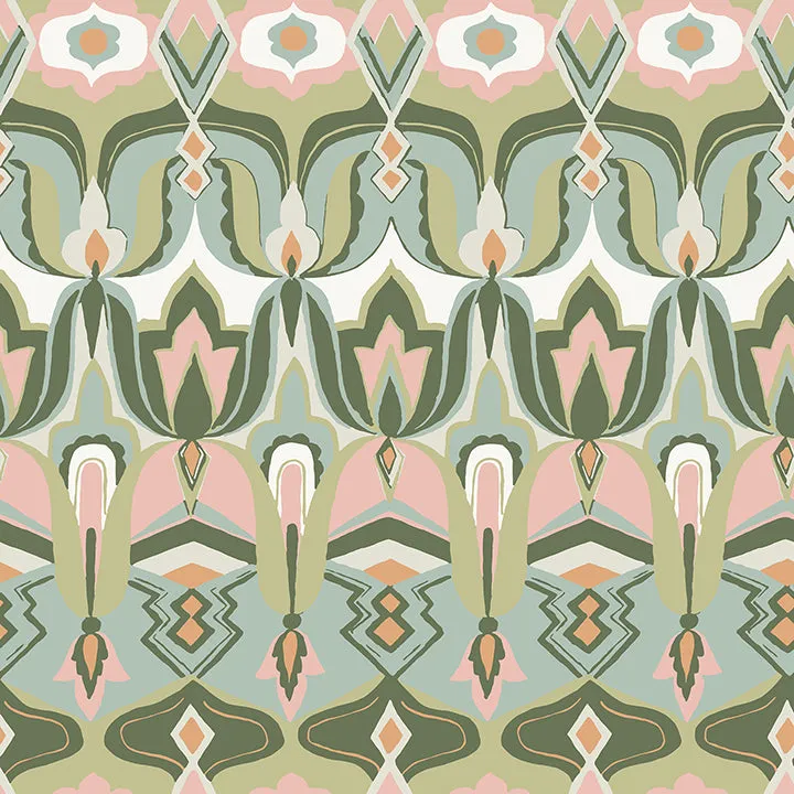 Akira Green Peel and Stick Wallpaper  | Brewster Wallcovering