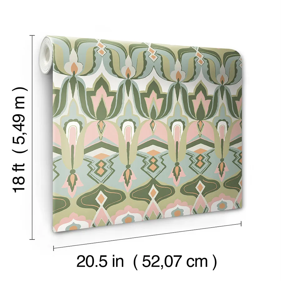 Akira Green Peel and Stick Wallpaper  | Brewster Wallcovering