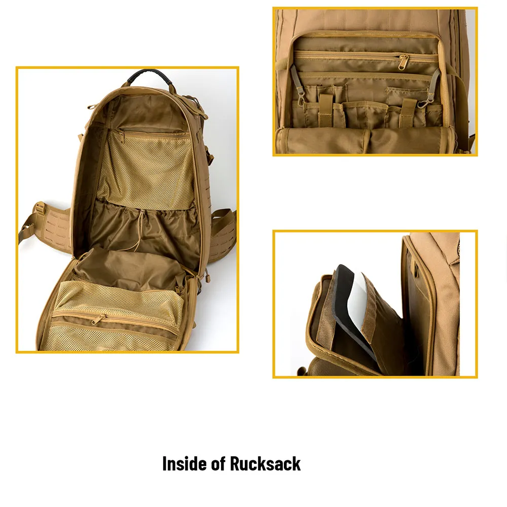 Akmax Adventure 48H Rucksack MOLLE Pack with Hydration 3L Bladder Coyote