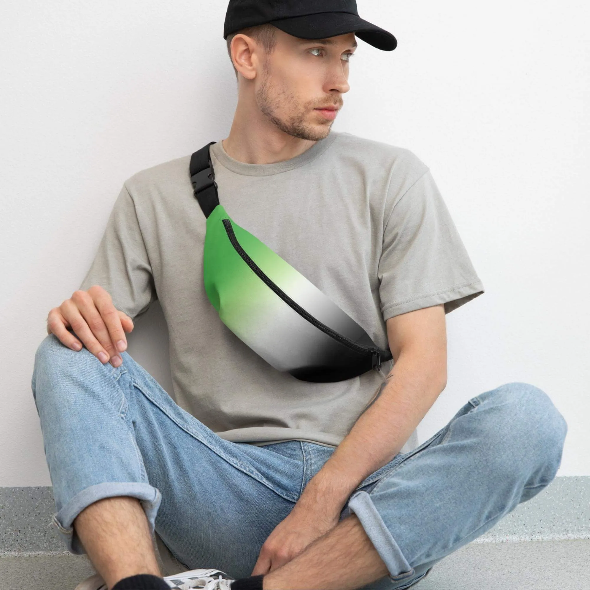 Aromantic Pride Ombre Crossbody Belt Bag