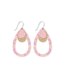 Azeza Possum Ceremony Layered Outline Tear Drop Earrings