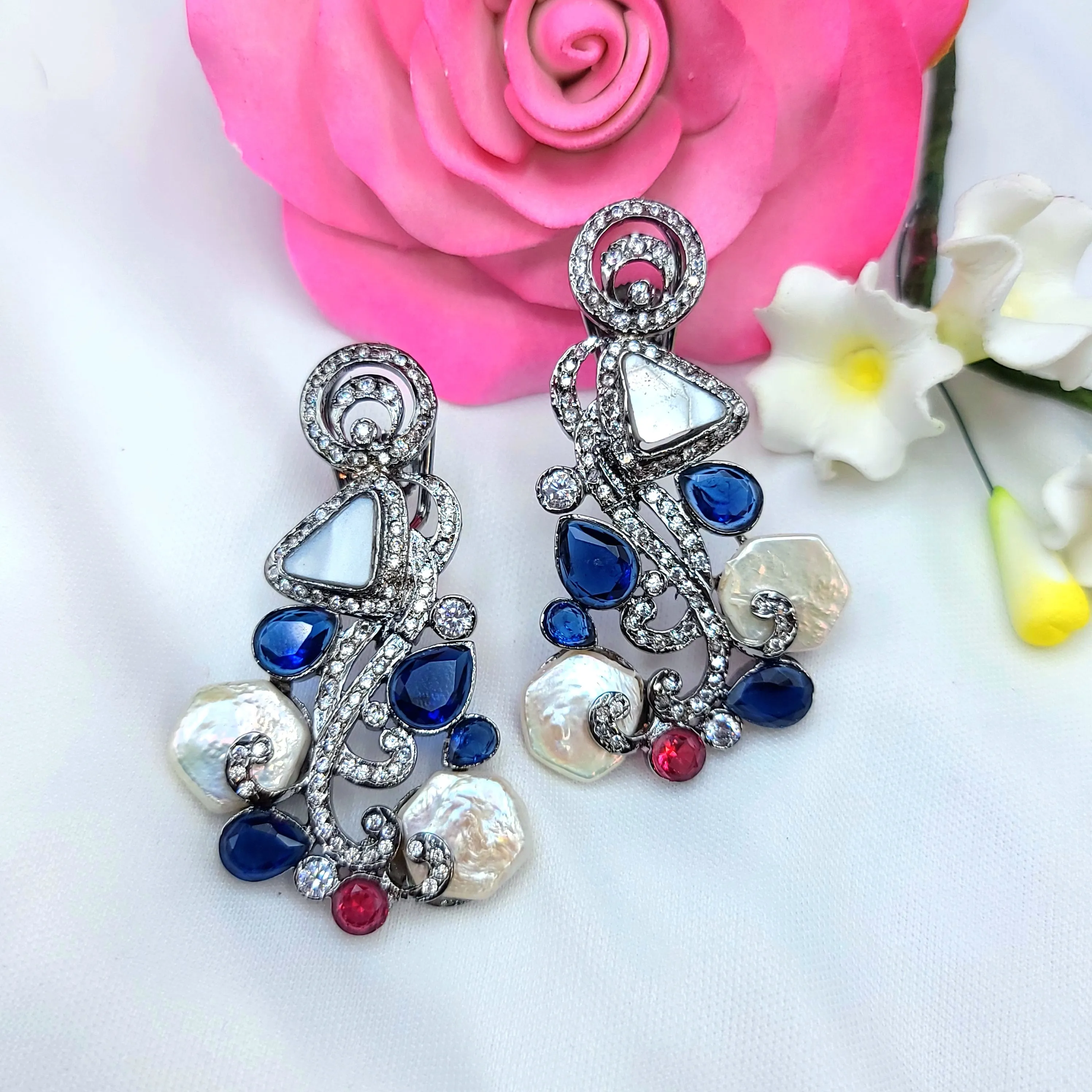 Baroque Pearl Victorian AD Zircon Stone Earring
