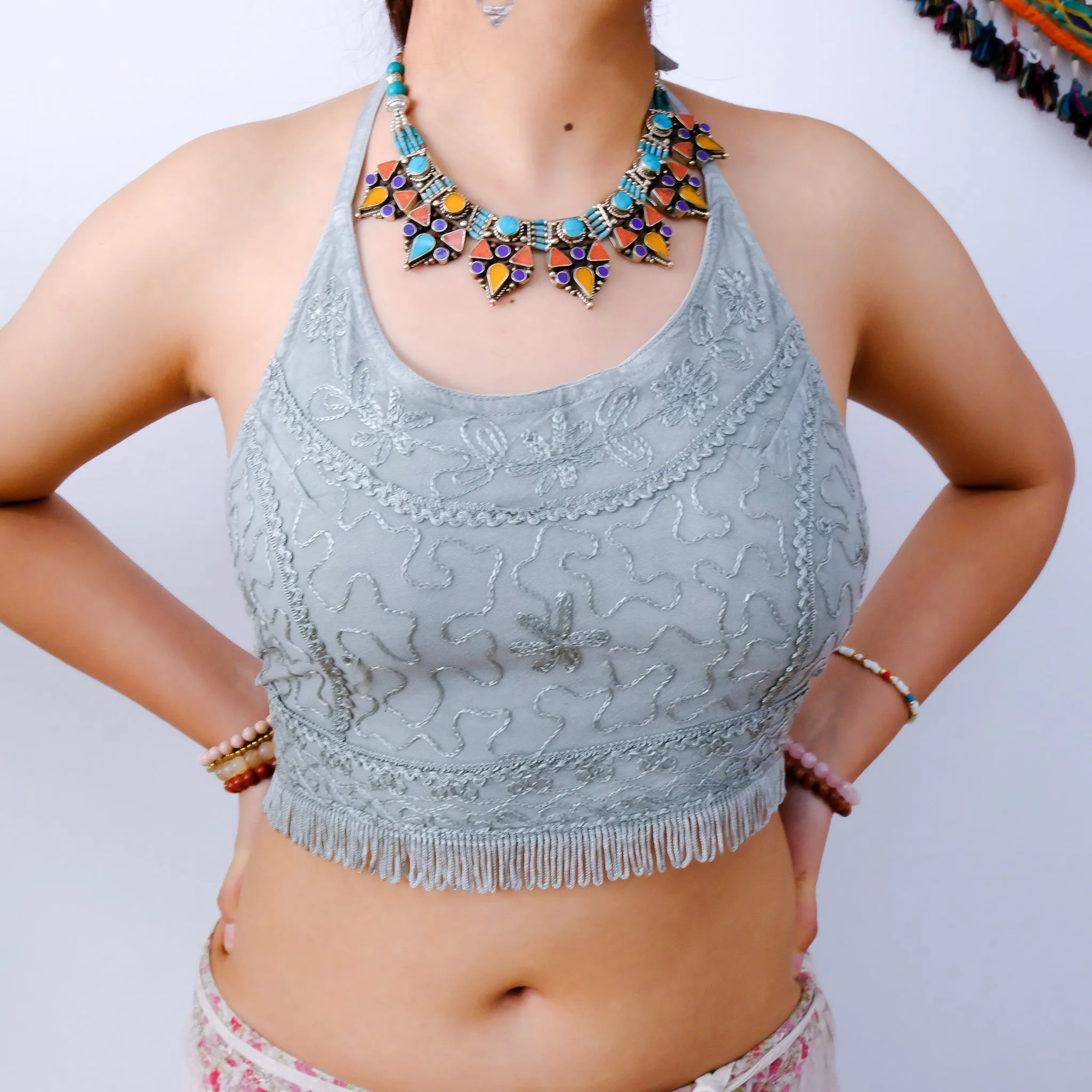 Batik Halter Top with Frill