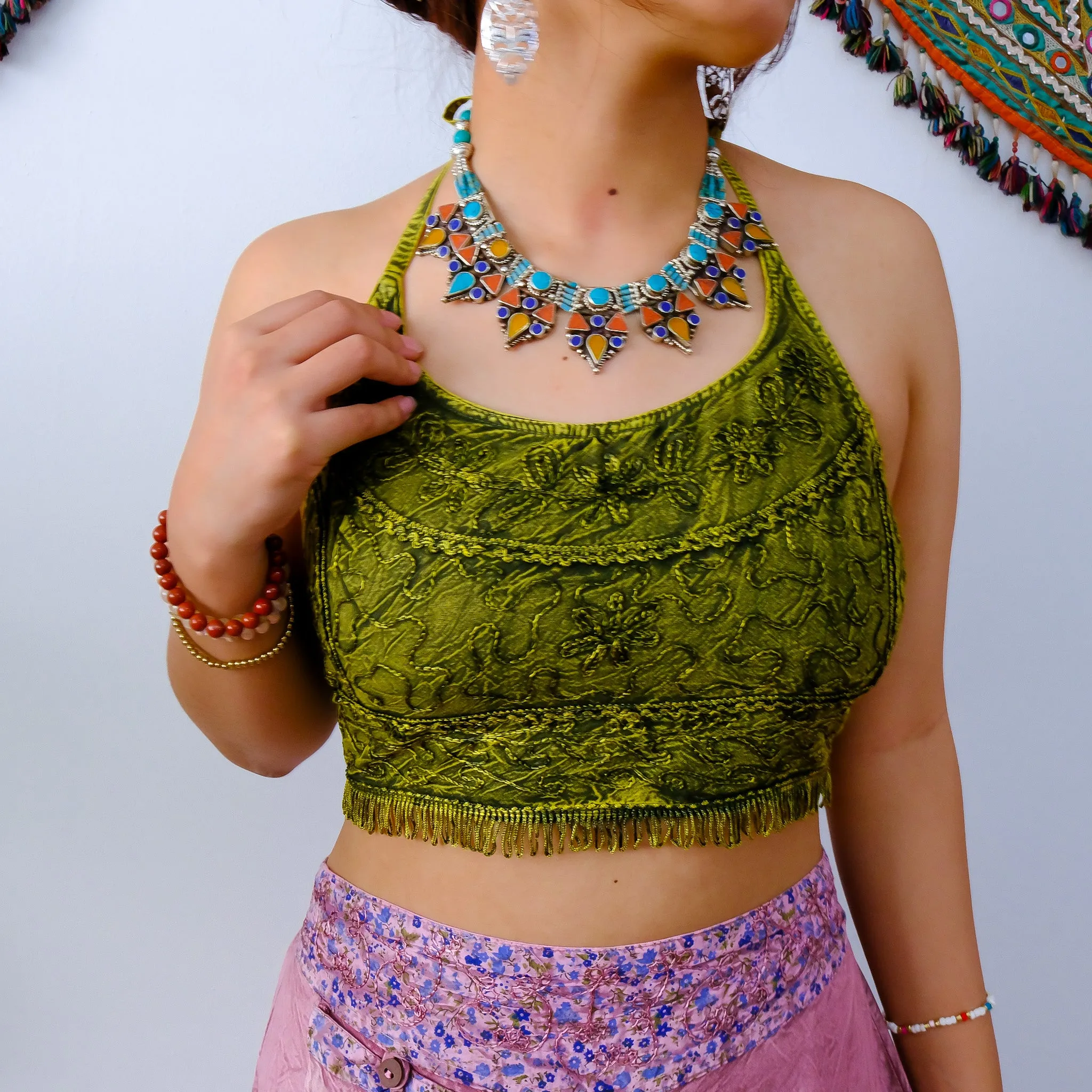 Batik Halter Top with Frill