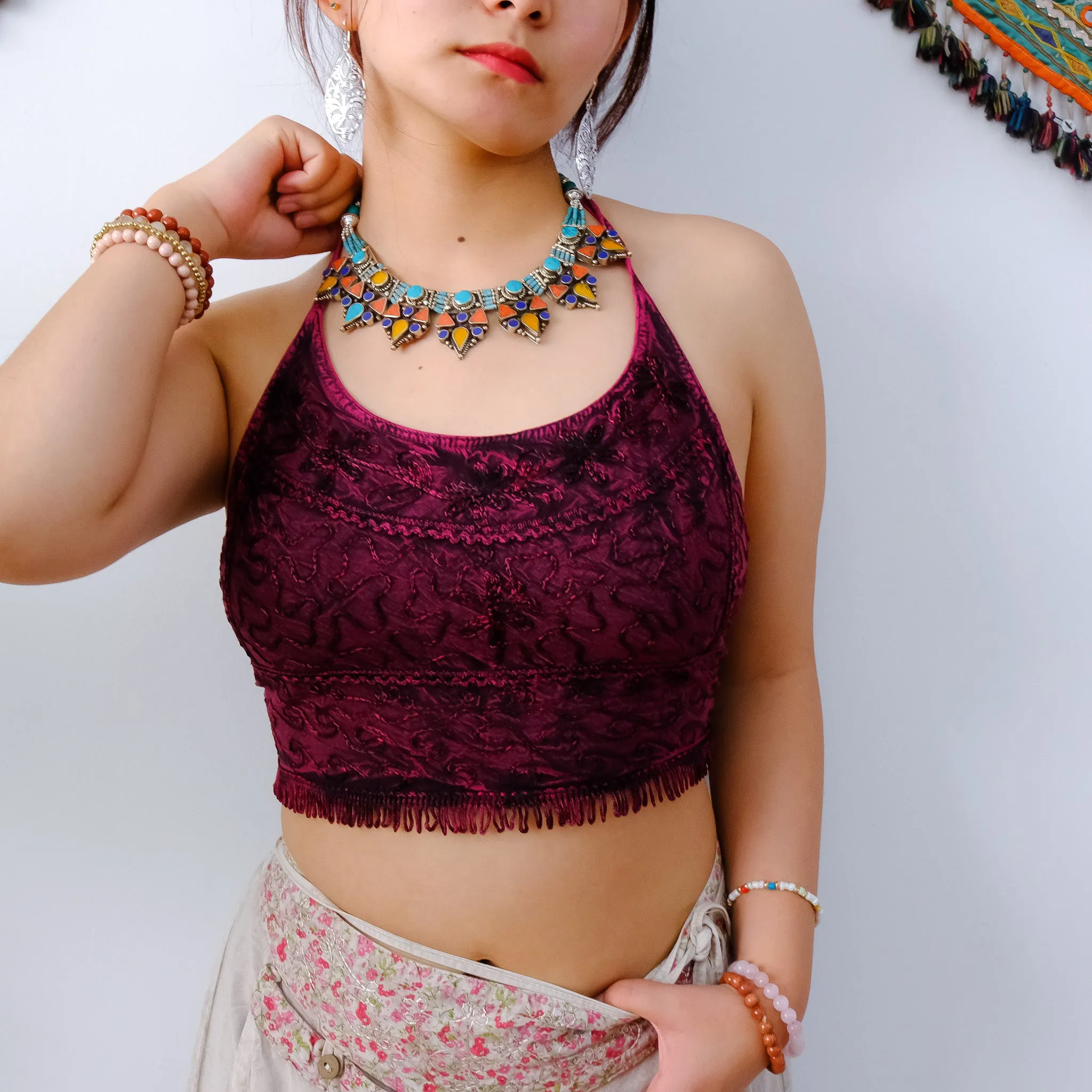 Batik Halter Top with Frill