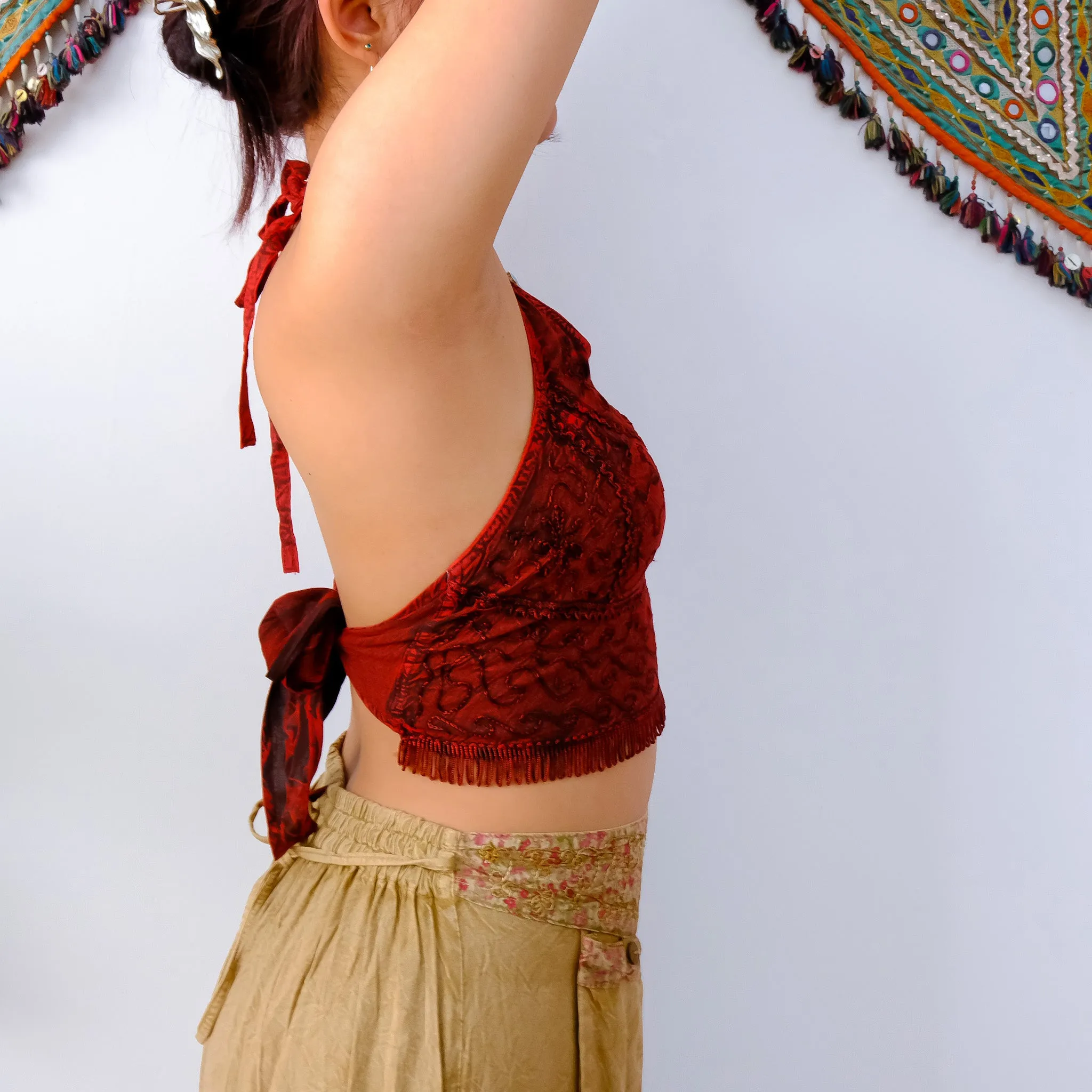 Batik Halter Top with Frill