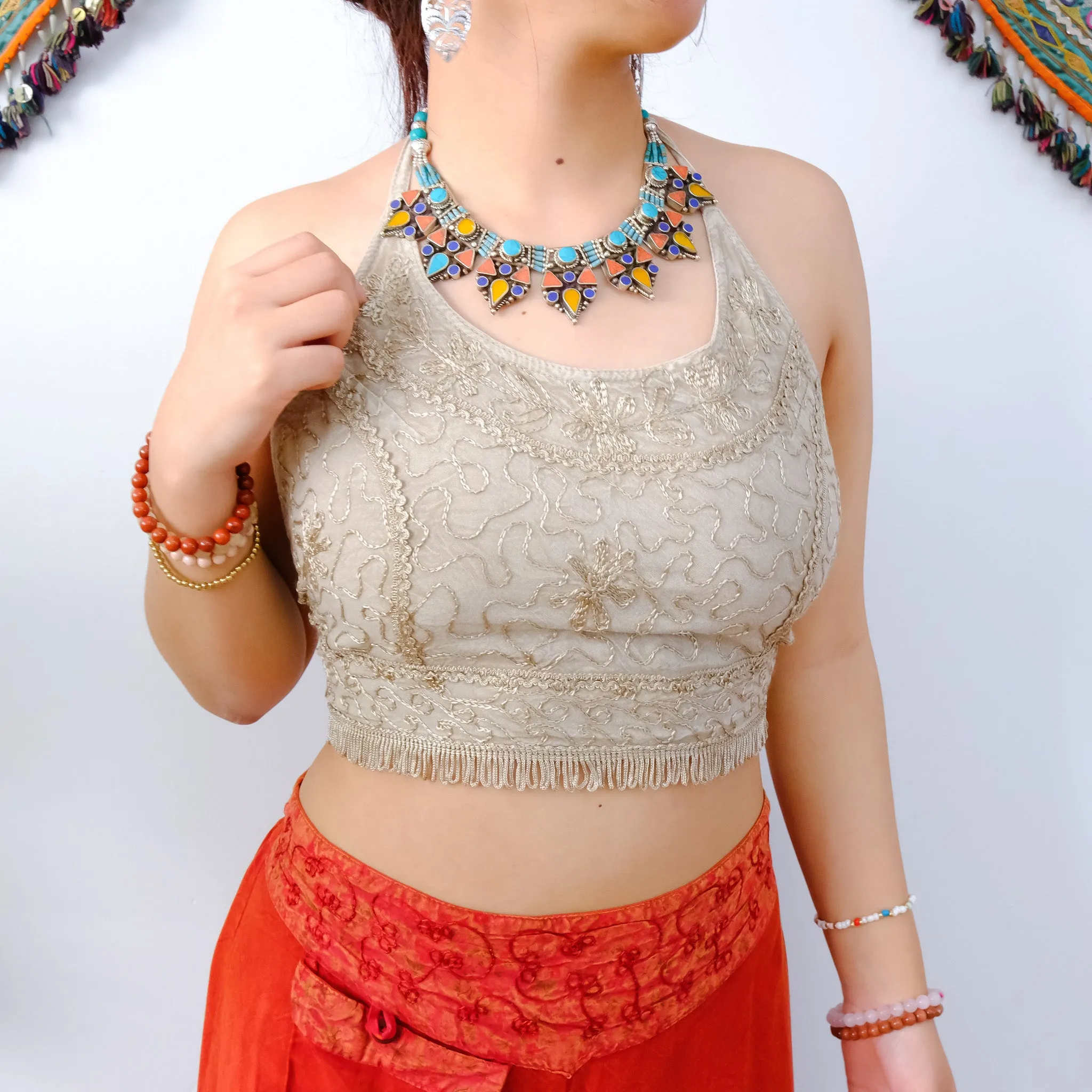 Batik Halter Top with Frill