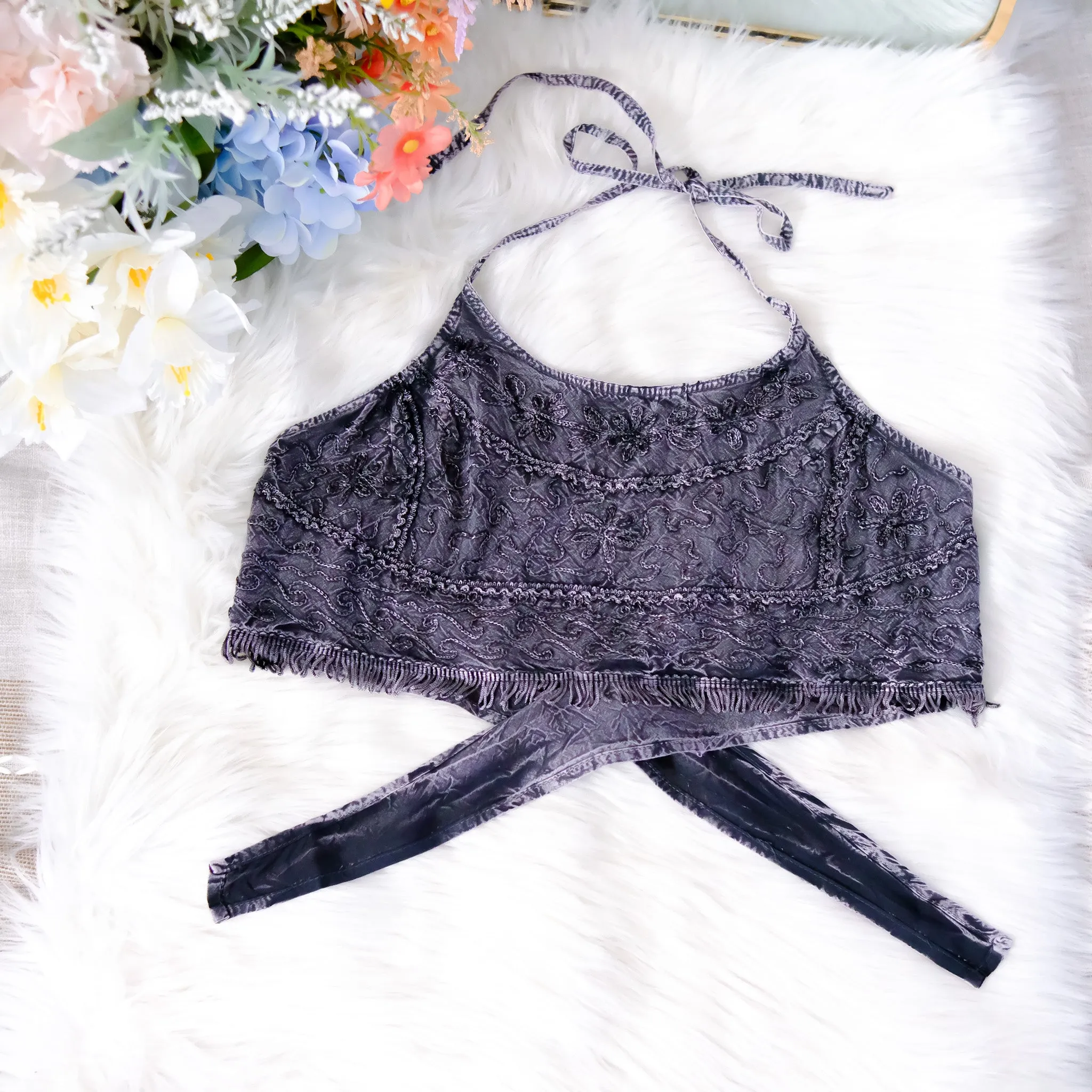 Batik Halter Top with Frill
