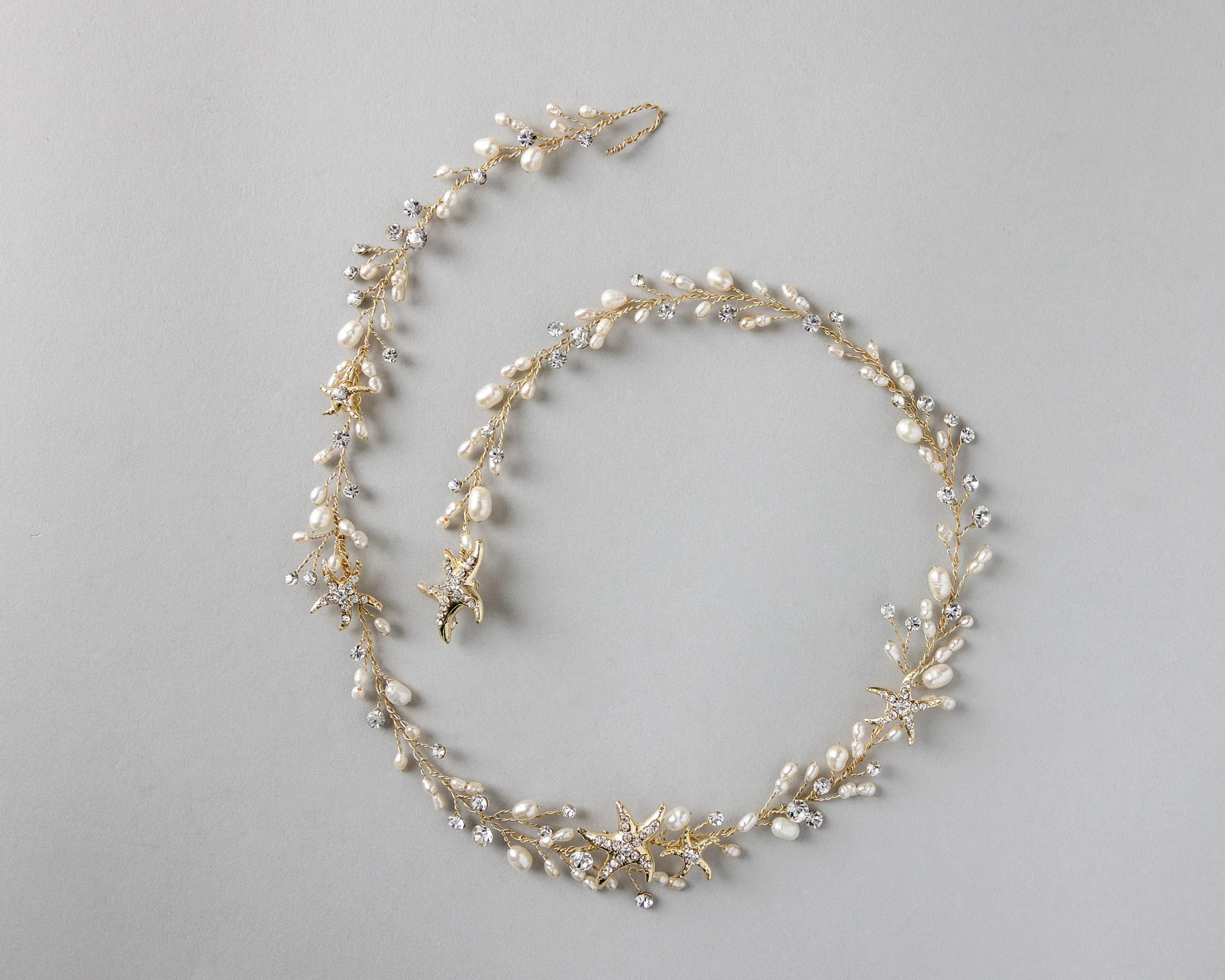 Beach Wedding Hair Vine with Pearls and Starfish