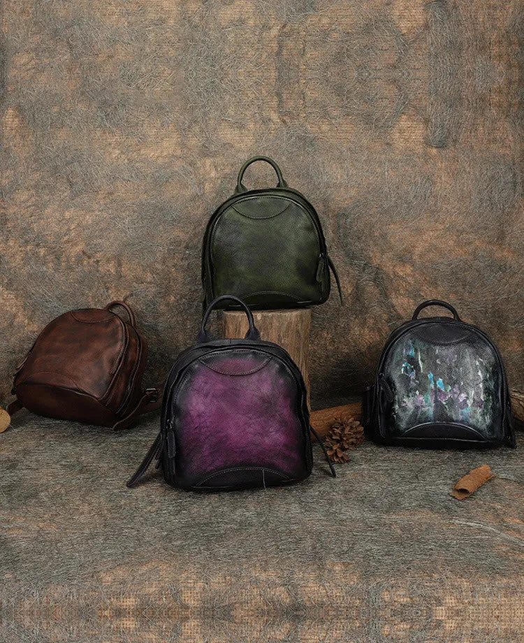 Best Coffee Leather Rucksack Womens Vintage Small School Backpacks Leather Backpack Purse