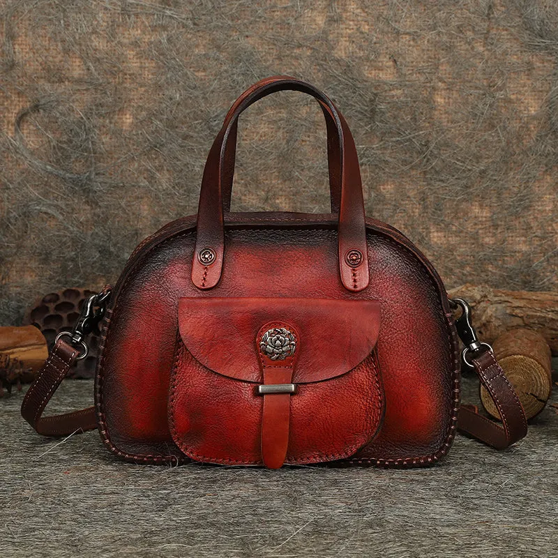 Best Red Leather Womens Vintage Handbag Handmade Crossbody Purse for Ladies