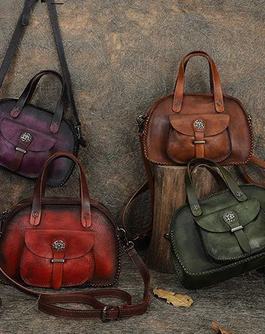 Best Red Leather Womens Vintage Handbag Handmade Crossbody Purse for Ladies
