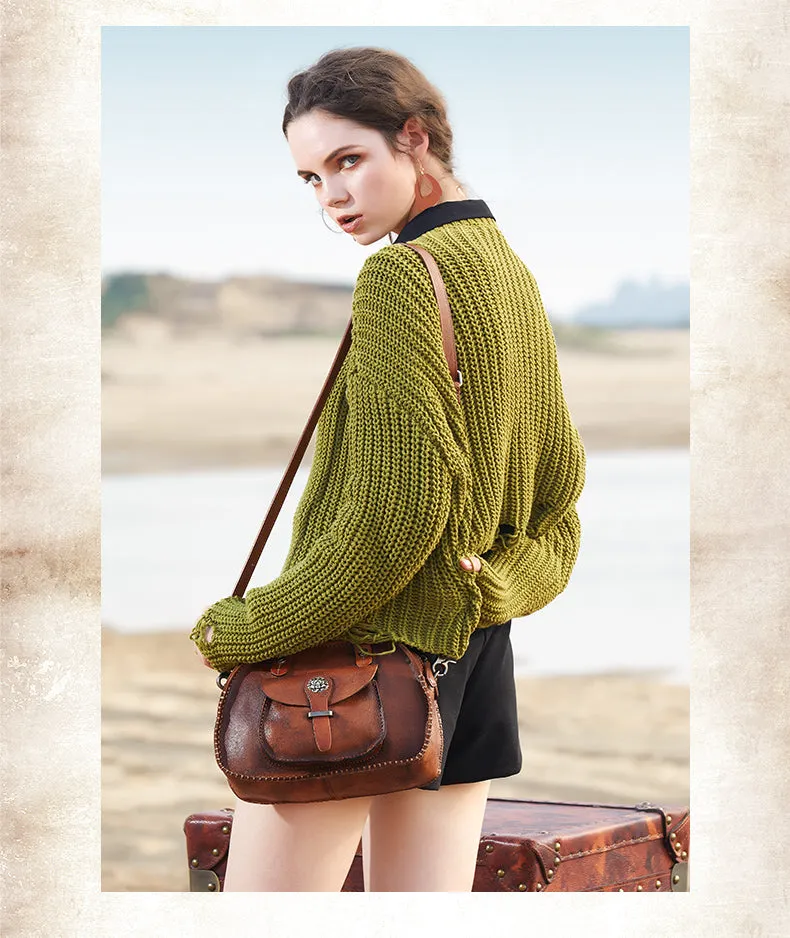 Best Red Leather Womens Vintage Handbag Handmade Crossbody Purse for Ladies