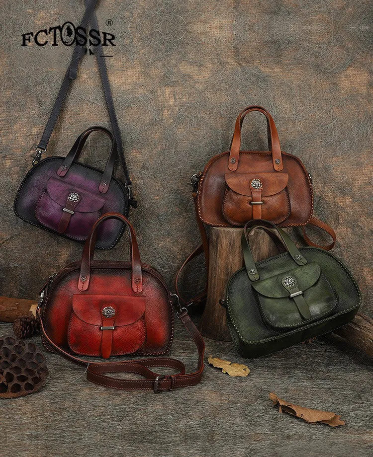 Best Red Leather Womens Vintage Handbag Handmade Crossbody Purse for Ladies