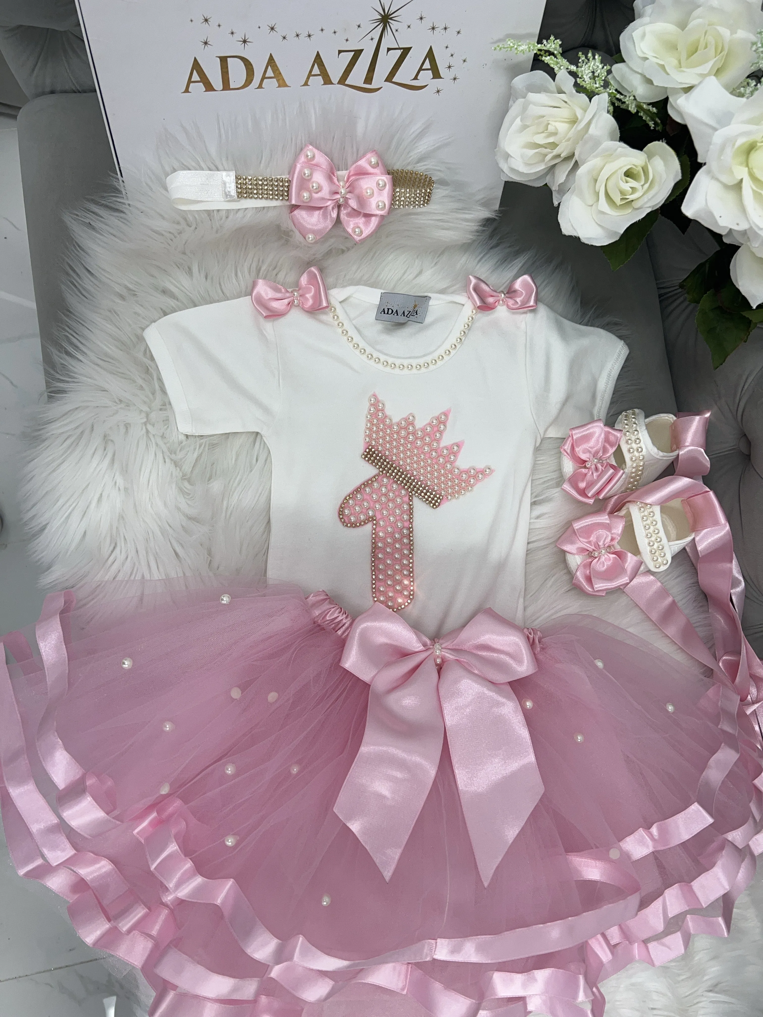 Birthday Tutu Set Crown Pink