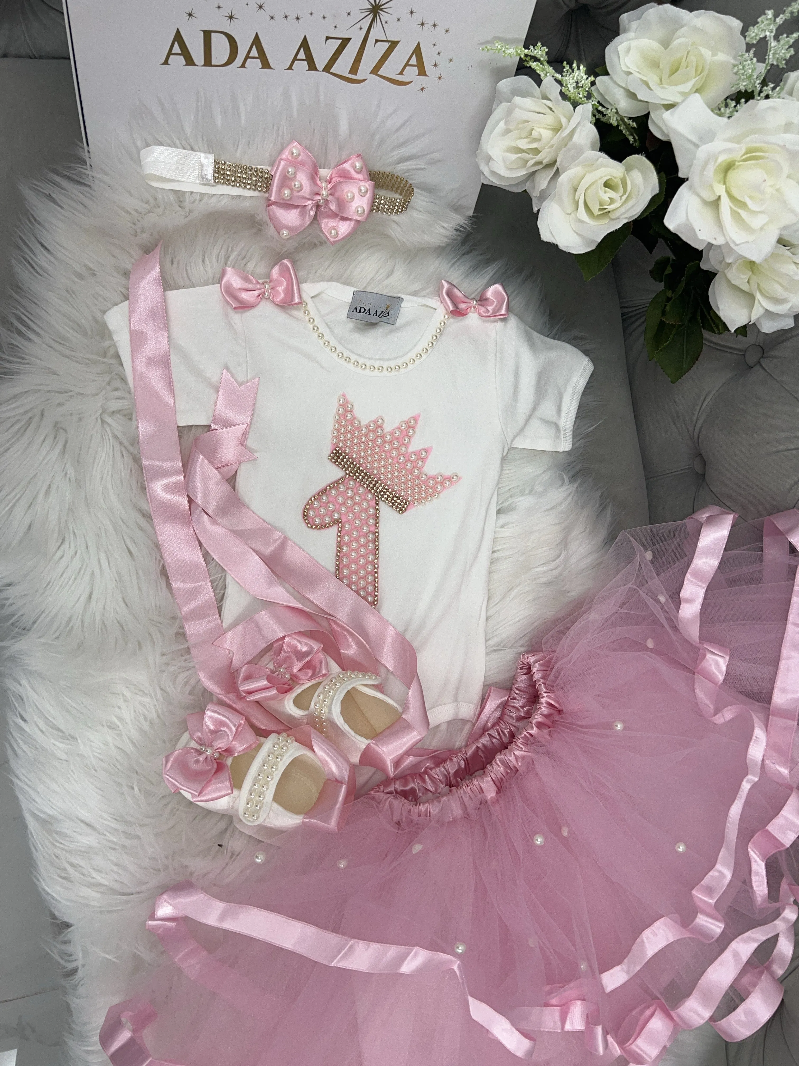 Birthday Tutu Set Crown Pink
