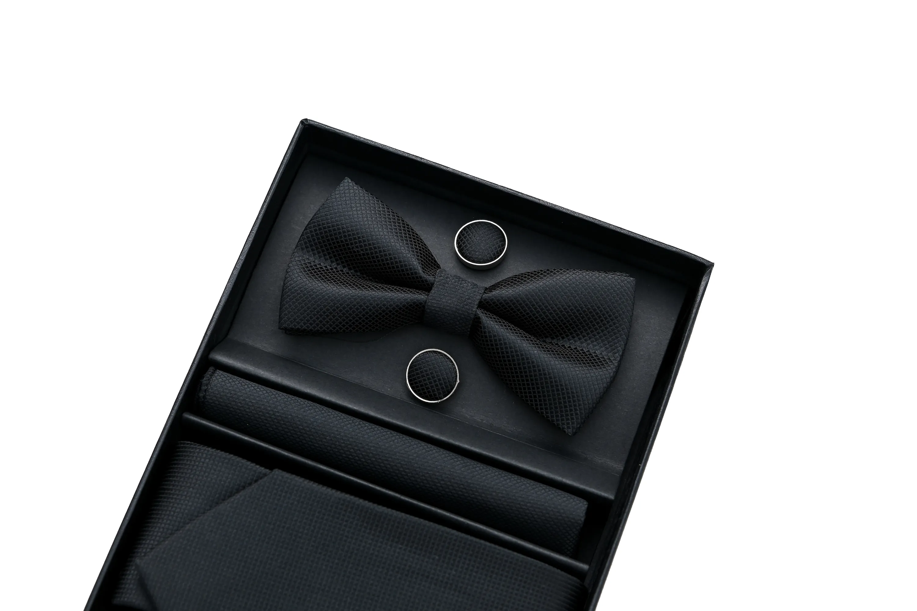 Black Crosshatch Tie Set