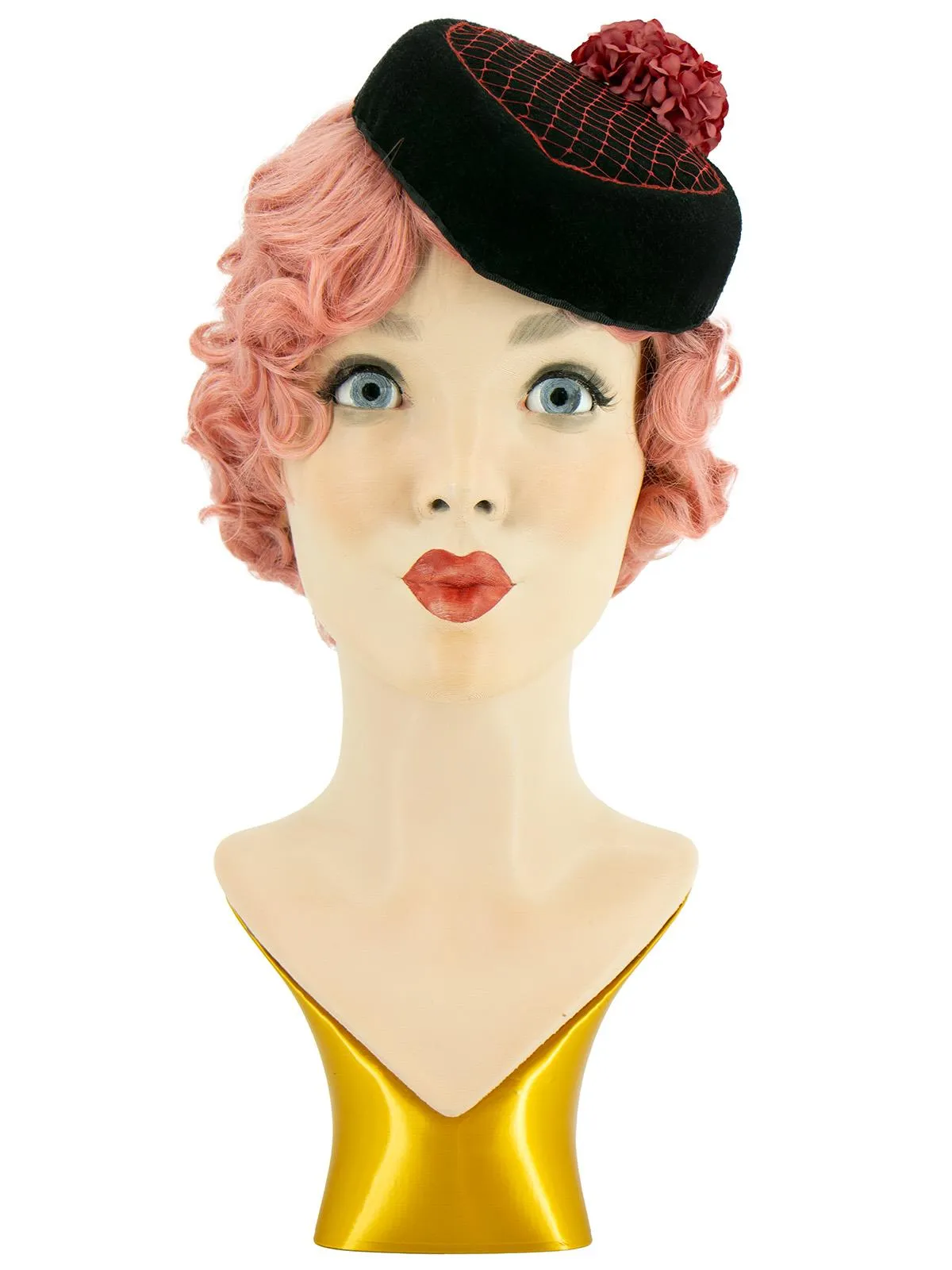 Black Felt 1940s Vintage Style Teardrop Hat