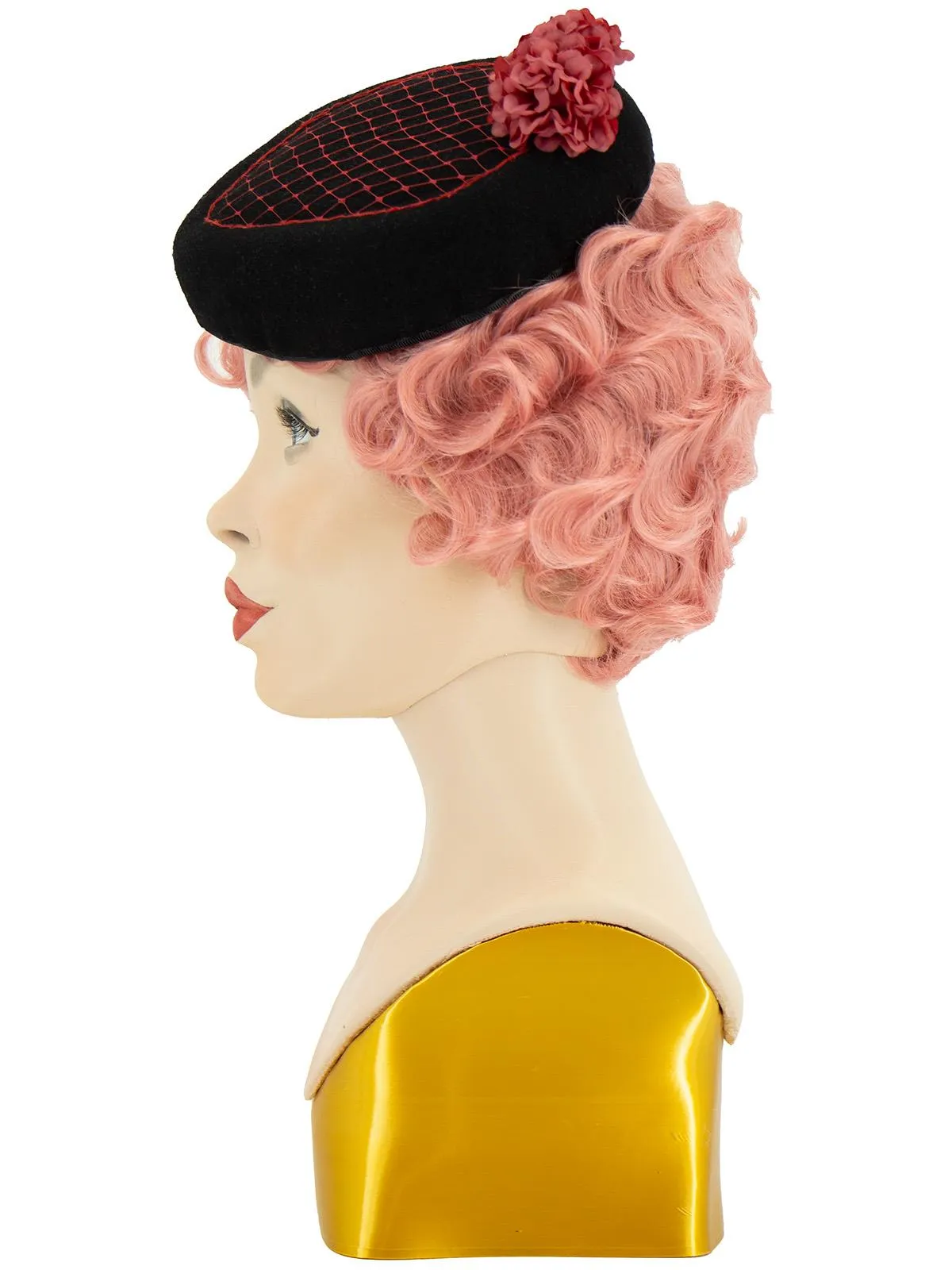 Black Felt 1940s Vintage Style Teardrop Hat