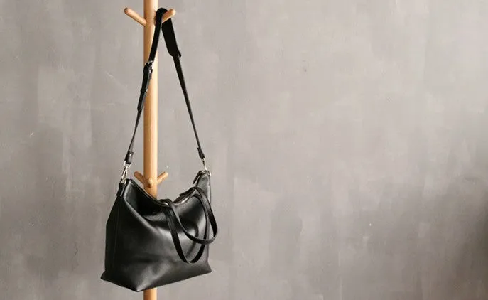 Black LEATHER Large WOMENs Tote Bag Tote Shoulder Purses FOR WOMEN