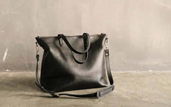 Black LEATHER Large WOMENs Tote Bag Tote Shoulder Purses FOR WOMEN