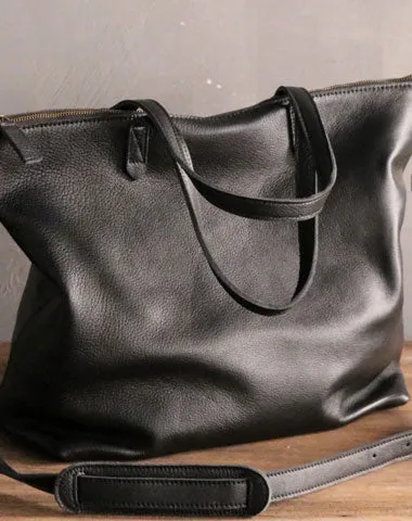 Black LEATHER Large WOMENs Tote Bag Tote Shoulder Purses FOR WOMEN
