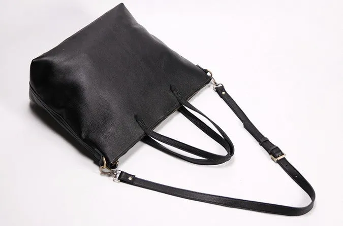 Black LEATHER Large WOMENs Tote Bag Tote Shoulder Purses FOR WOMEN