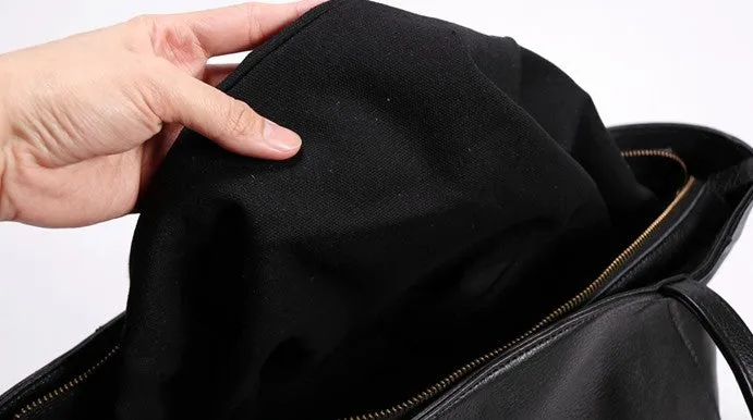 Black LEATHER Large WOMENs Tote Bag Tote Shoulder Purses FOR WOMEN