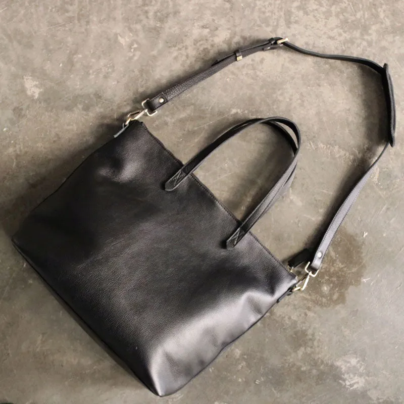 Black LEATHER Large WOMENs Tote Bag Tote Shoulder Purses FOR WOMEN