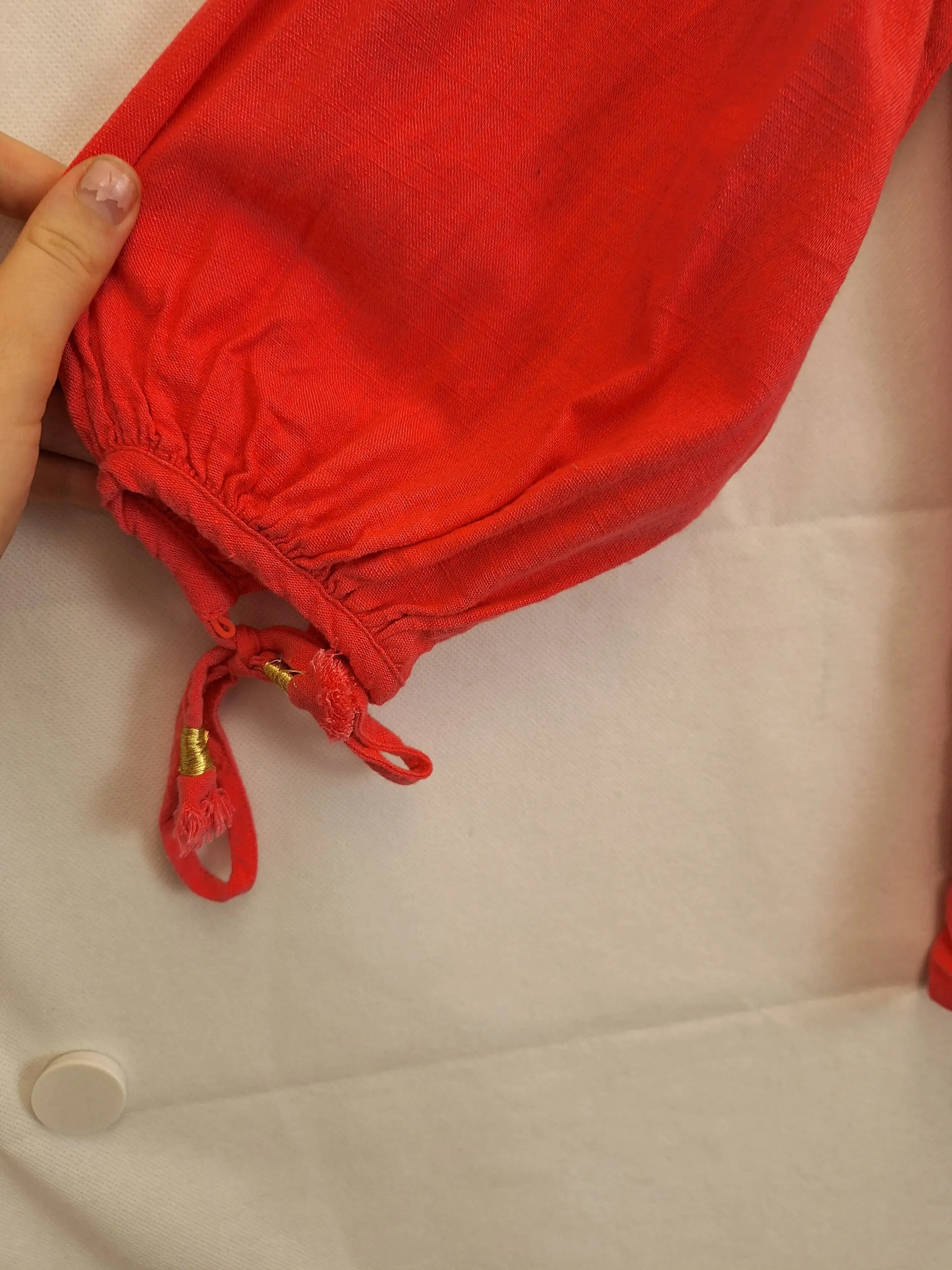 Bohemian Traders Deep Musk Linen Blend Shirred Arm Blouse Size XS