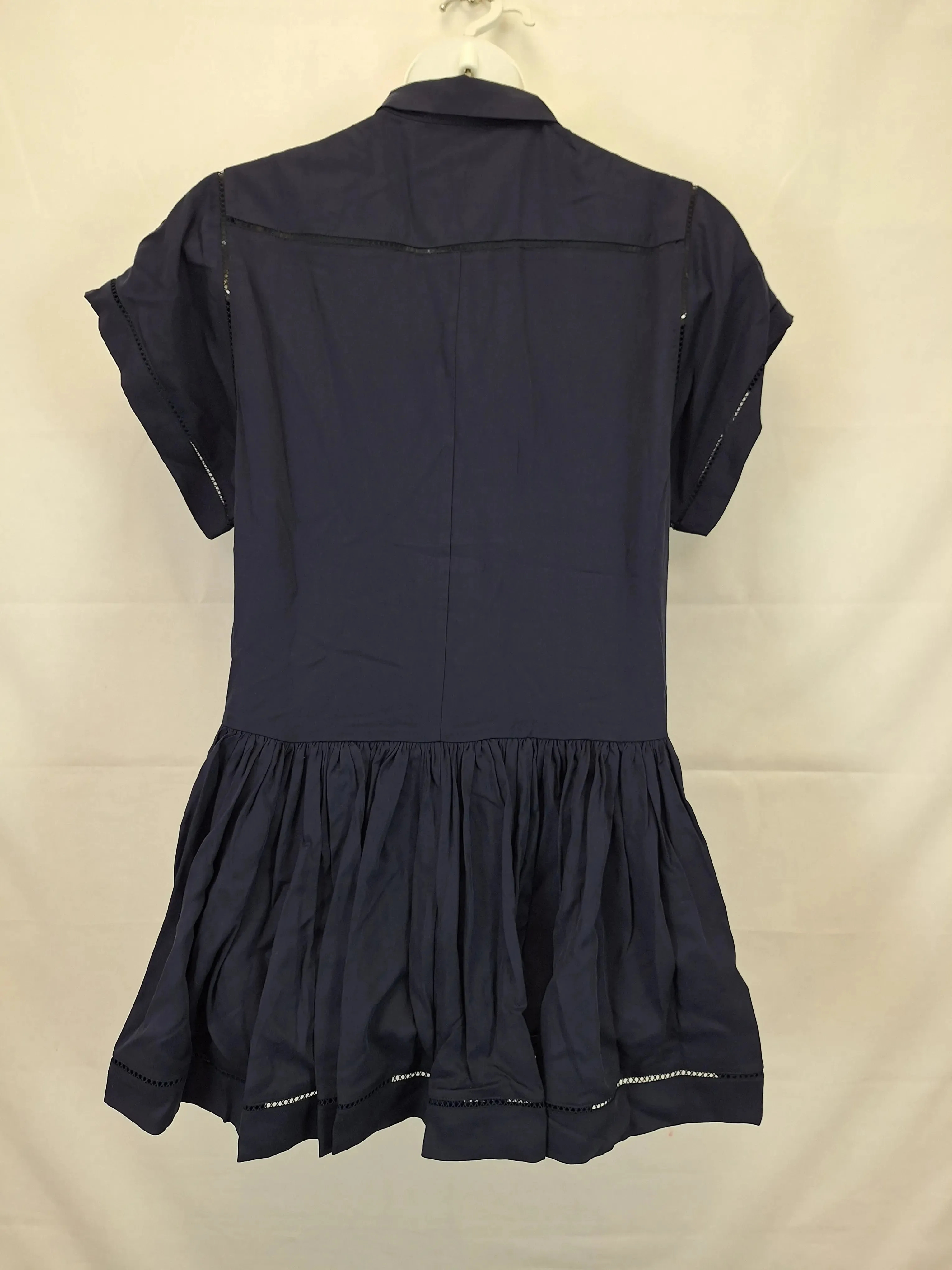 Bohemian Traders Navy Gathered Button Up Mini Dress Size M