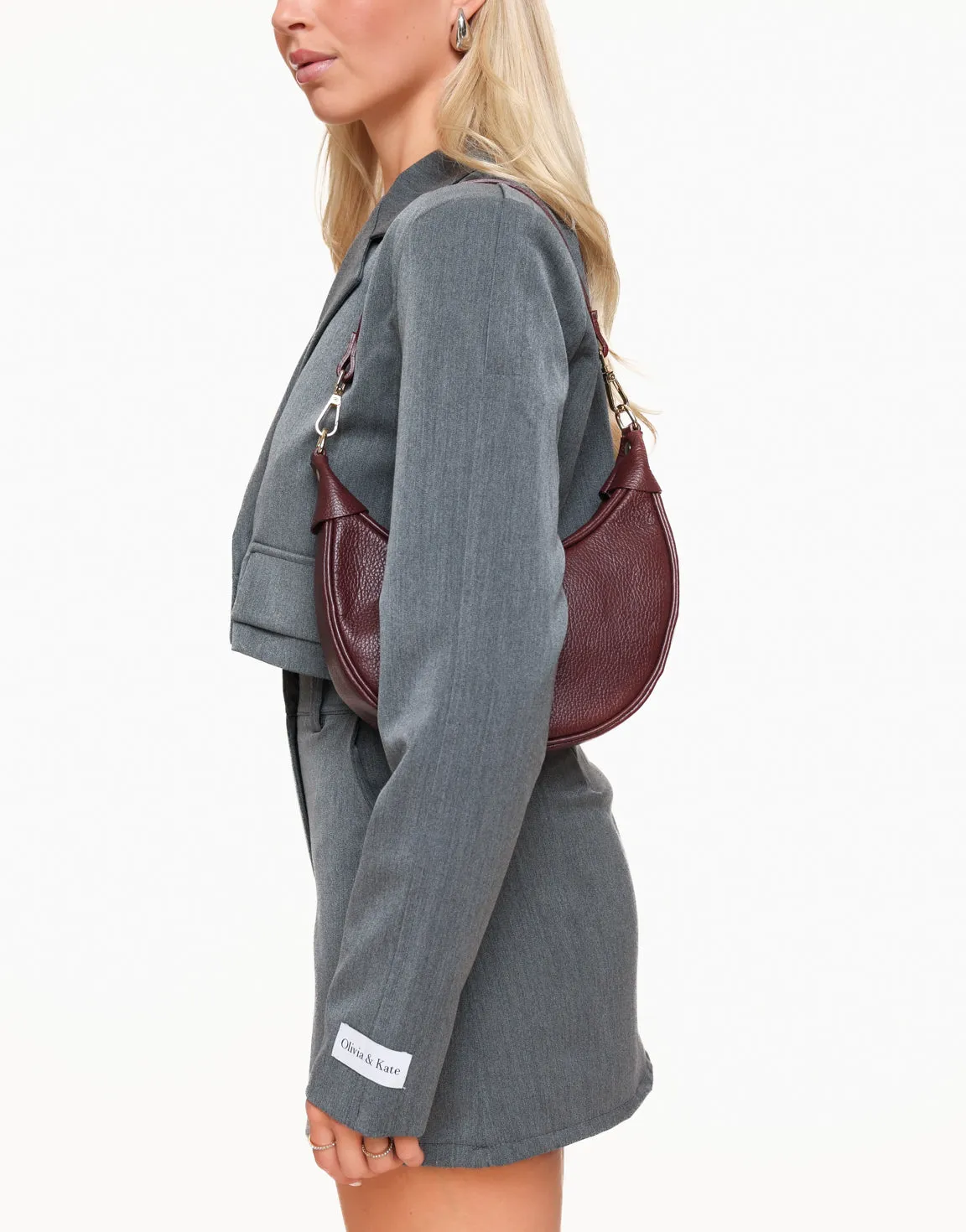 Bordeaux Half Ronde Leren - Tas