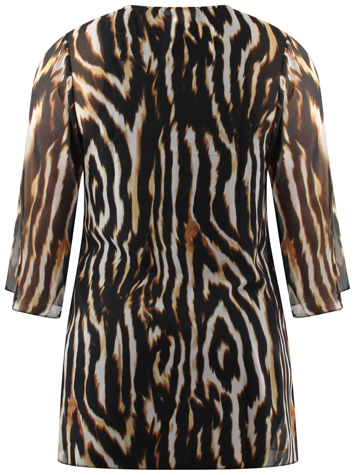 Brown Plus Size Animal Print Sheer Swimwear Cover Up Size X-Large
