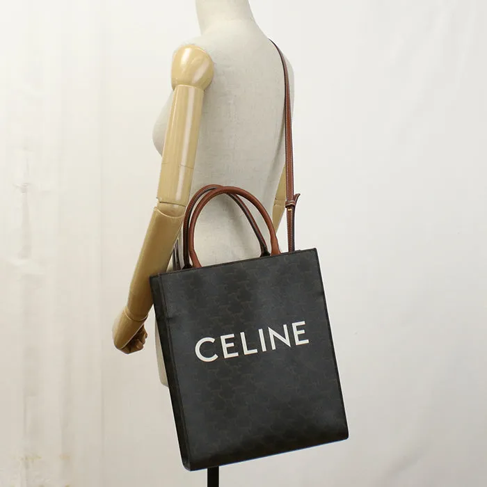CELINE 191542 Tote Bag Vertical hippo Triomphe 2WAY Tote Bag PVC,Triomphe canvas Brown Women