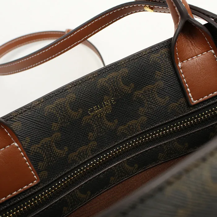 CELINE 191542 Tote Bag Vertical hippo Triomphe 2WAY Tote Bag PVC,Triomphe canvas Brown Women