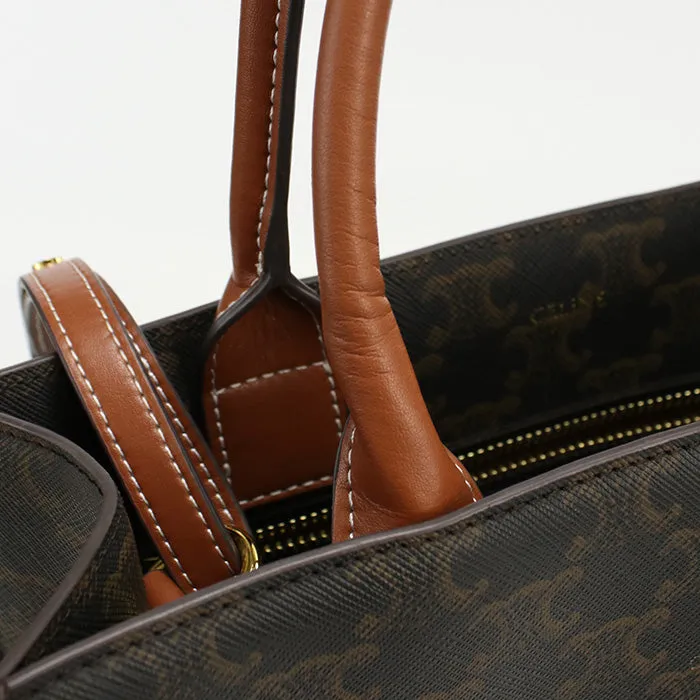 CELINE 191542 Tote Bag Vertical hippo Triomphe 2WAY Tote Bag PVC,Triomphe canvas Brown Women