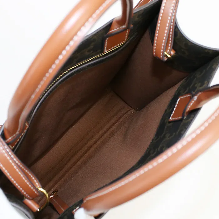 CELINE 191542 Tote Bag Vertical hippo Triomphe 2WAY Tote Bag PVC,Triomphe canvas Brown Women
