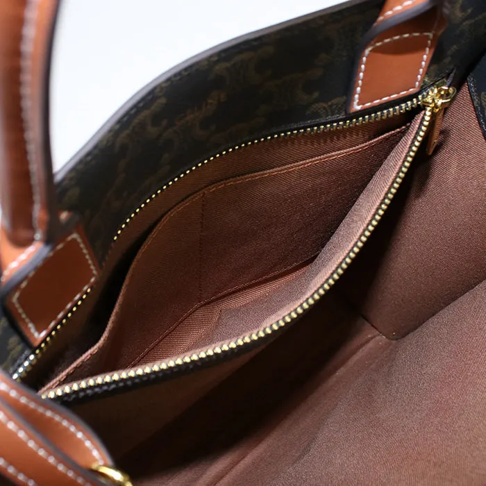 CELINE 191542 Tote Bag Vertical hippo Triomphe 2WAY Tote Bag PVC,Triomphe canvas Brown Women