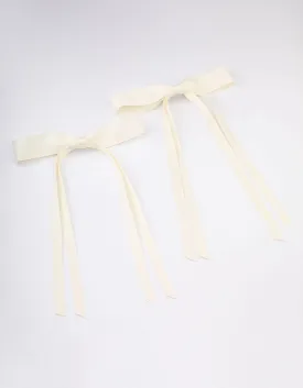 Cream Fabric Wide Skinny Hair Bow Pack