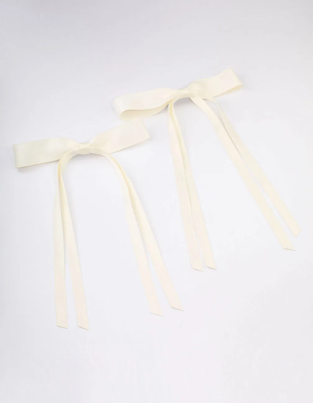 Cream Fabric Wide Skinny Hair Bow Pack